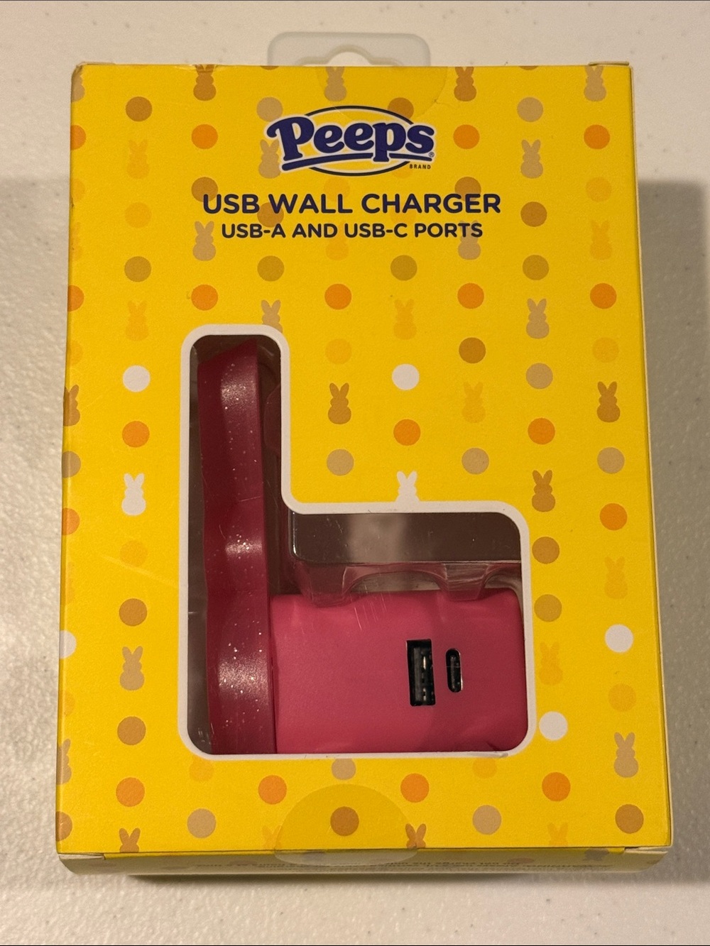 Peeps- Pink USB Wall Charger with USB-A and USB-C Ports
